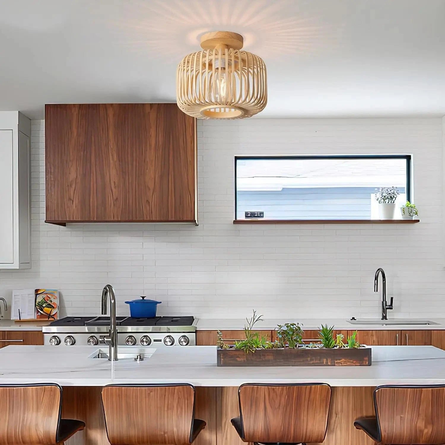 Handwoven Bamboo Ceiling Light for Creative Decor Norenza