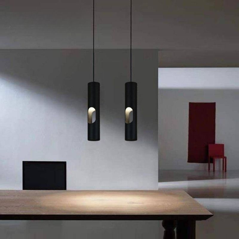 Modern LED Suspension Light with Cylindrical Aluminum Tube for Hotels