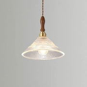 Modern Copper/Wood Glass Pendant Light for Dining Room and Kitchen Island