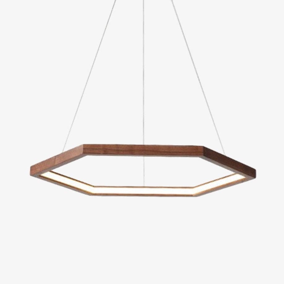 Hexagonal Wood LED Pendant Light Walnut / 16" (40 cm) Norenza