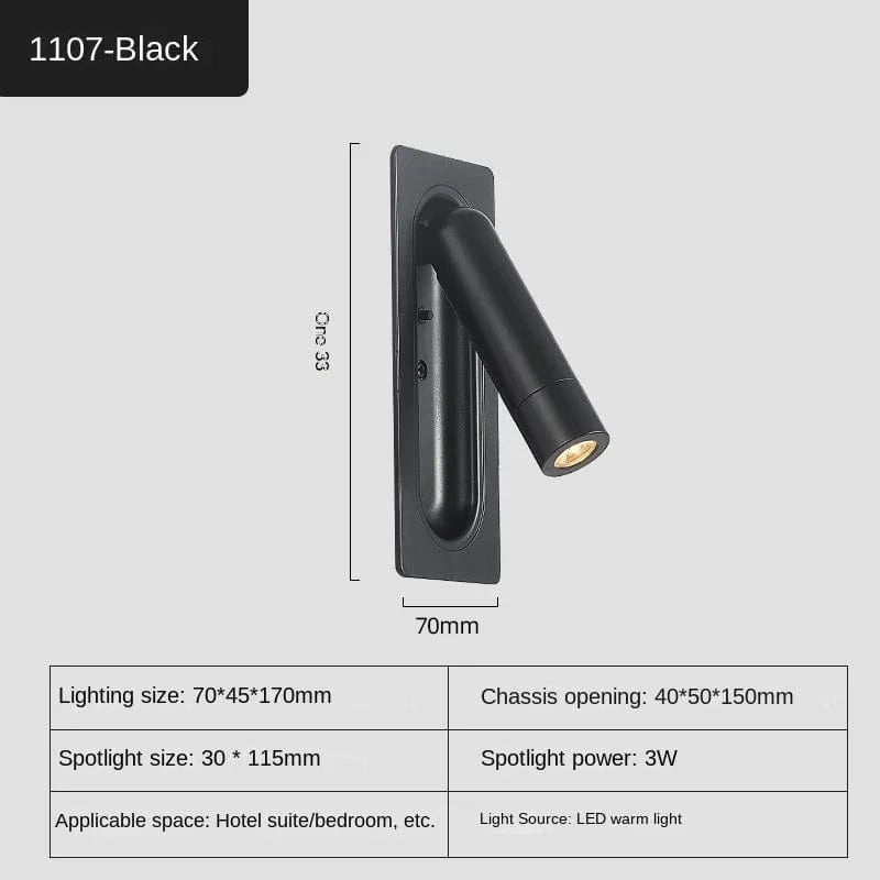 Indoor Wall Sconce 110-240V 3W with USB Charging Black Norenza