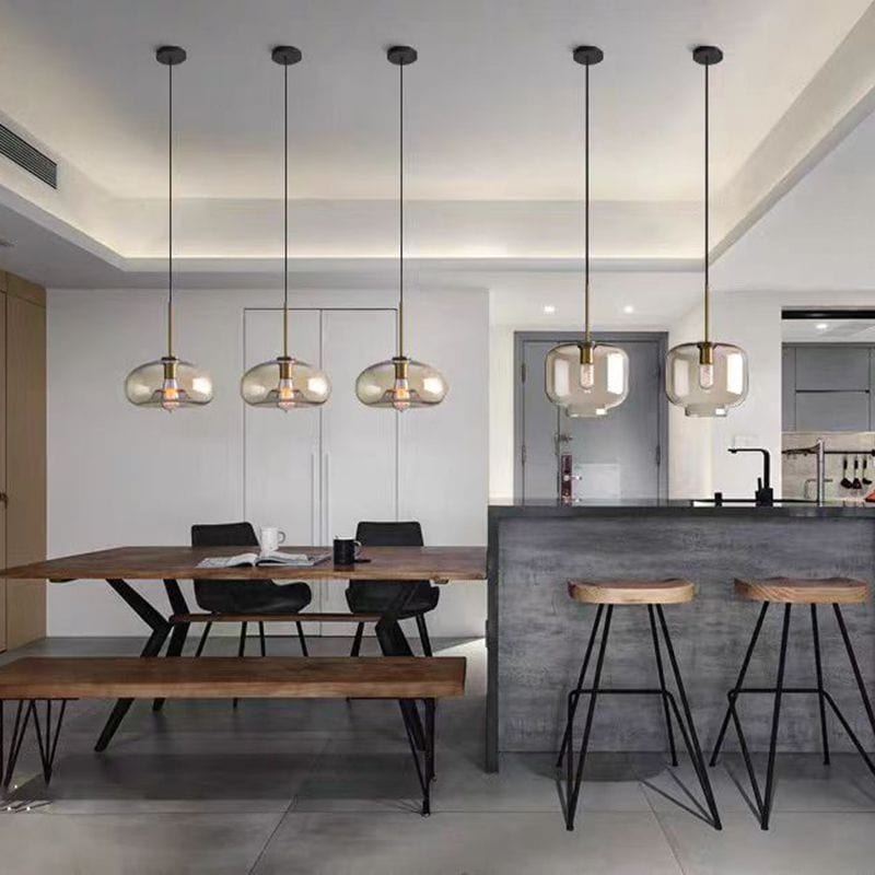 Industrial Amber Glass LED Pendant Light Norenza