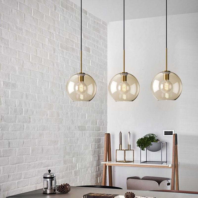 Industrial Amber Glass LED Pendant Light Norenza