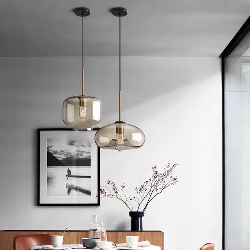 Industrial Amber Glass LED Pendant Light Norenza