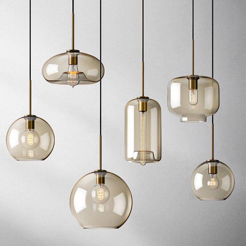 Industrial Amber Glass LED Pendant Light Norenza