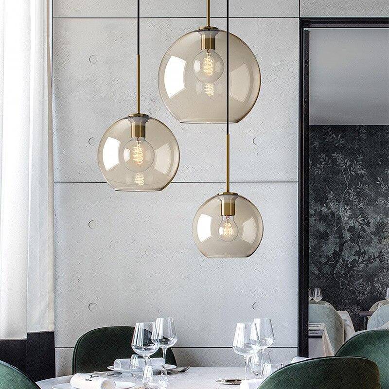 Industrial Amber Glass LED Pendant Light Norenza
