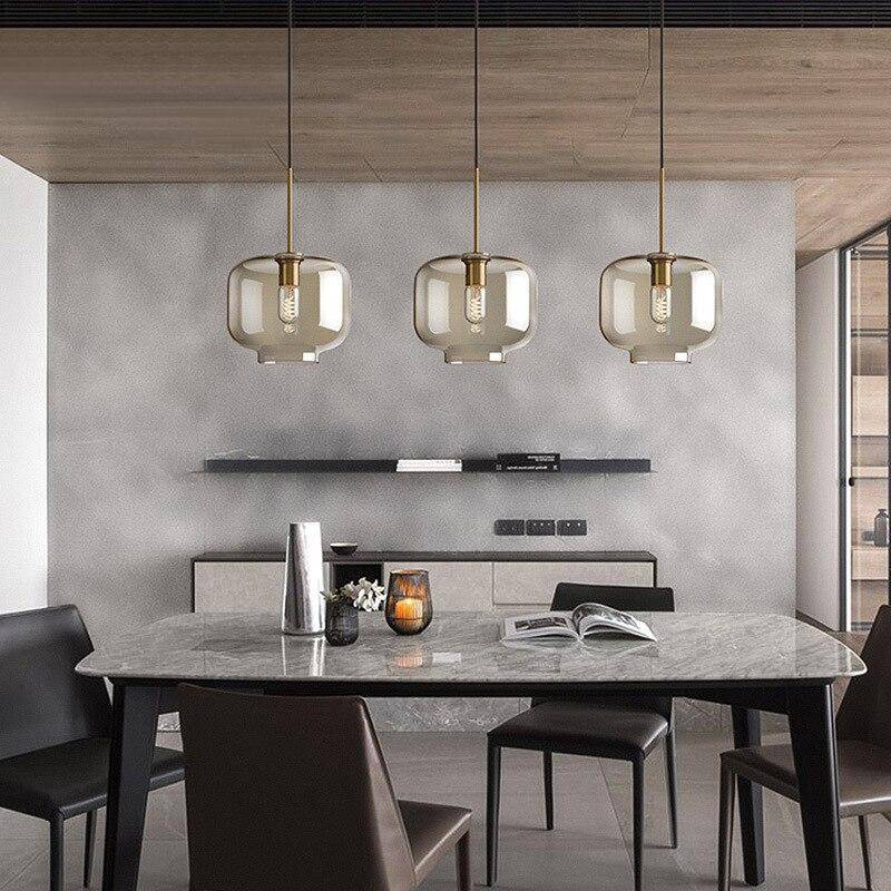 Industrial Amber Glass LED Pendant Light Norenza