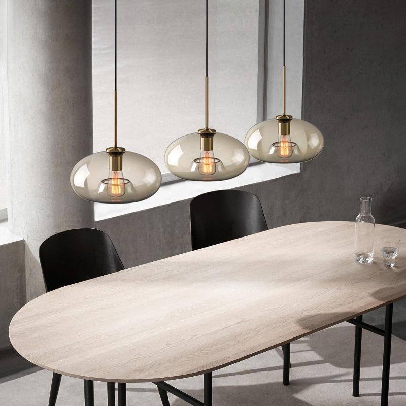Industrial Amber Glass LED Pendant Light Norenza