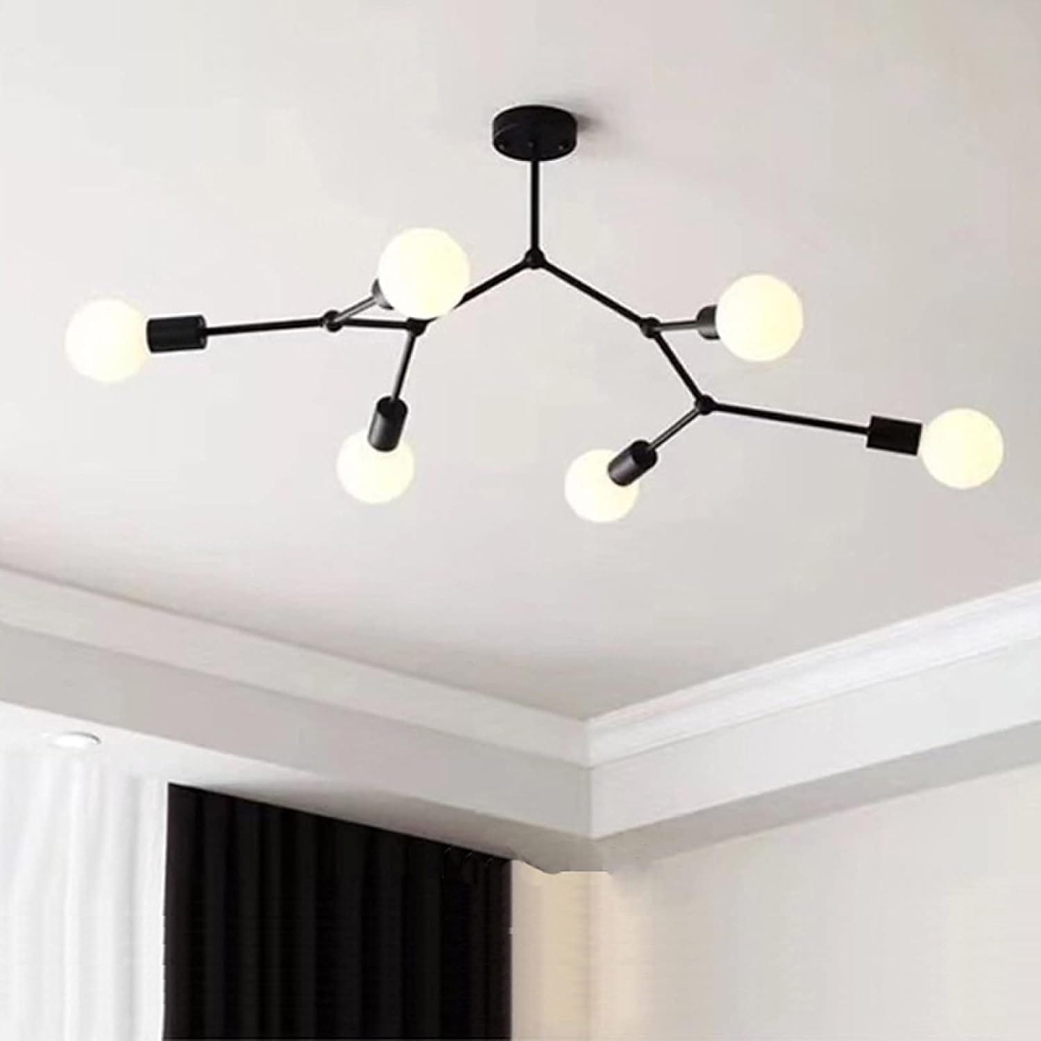 Industrial LED Chandelier with Multiple Metal Branches Black / 6 lights Norenza