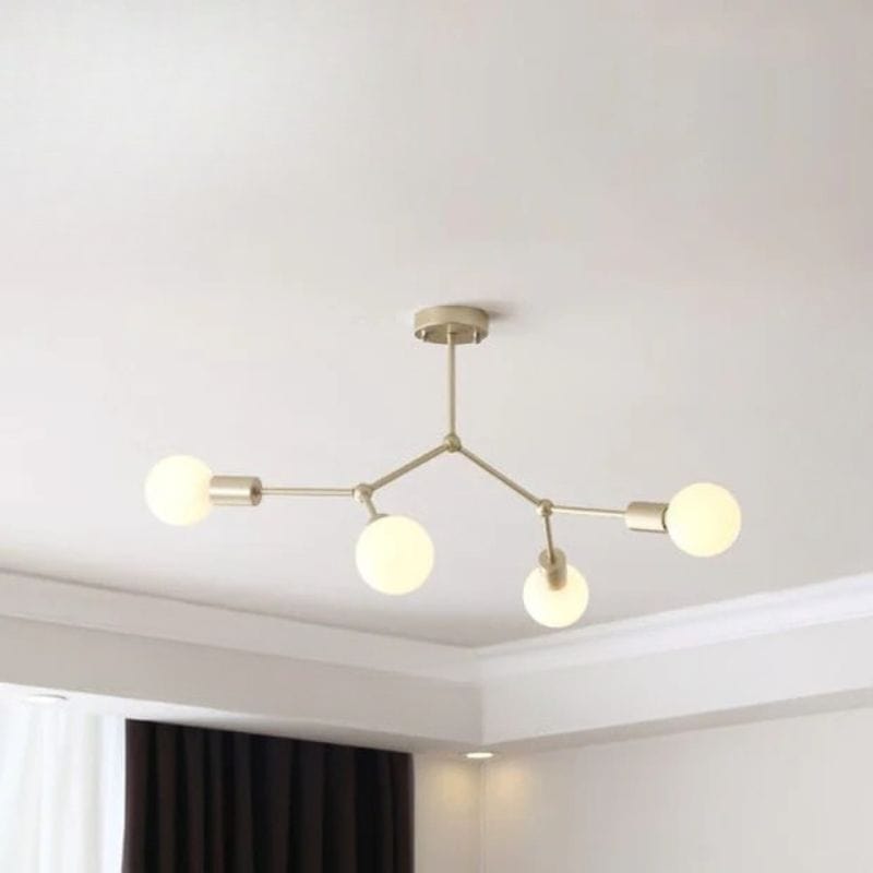 Industrial LED Chandelier with Multiple Metal Branches Gold / 4 lights Norenza