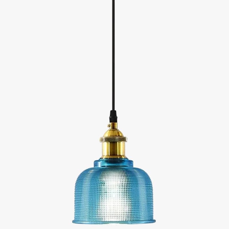 Industrial Style Frosted Glass Bowl Pendant Light Blue Norenza