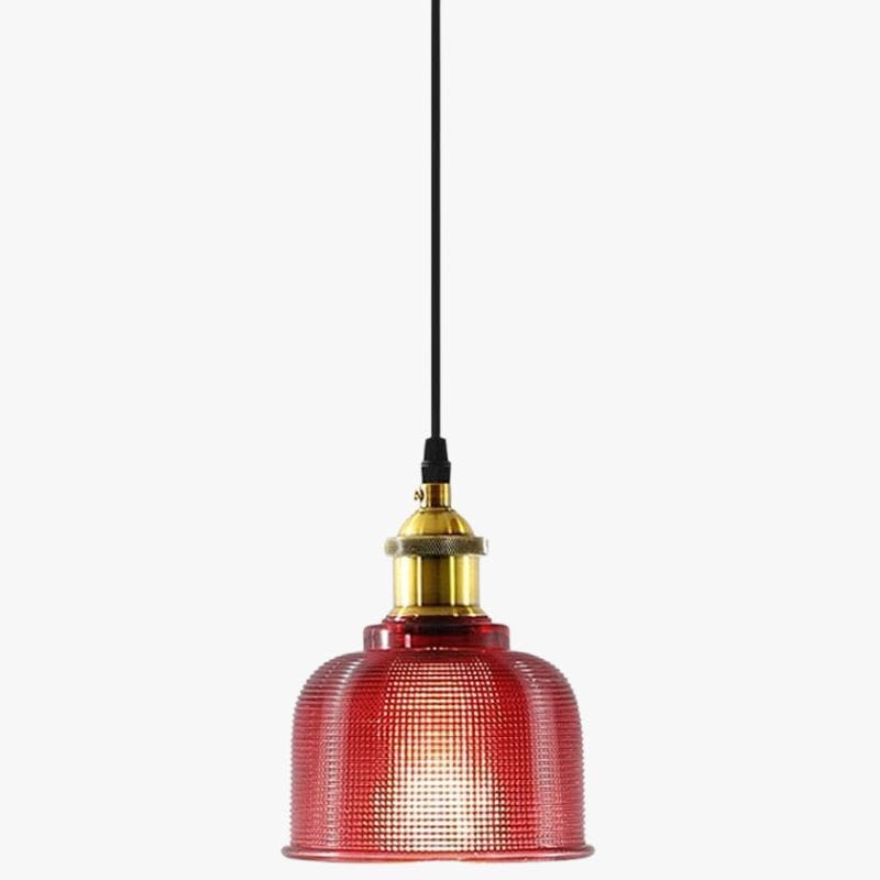 Industrial Style Frosted Glass Bowl Pendant Light Red Norenza