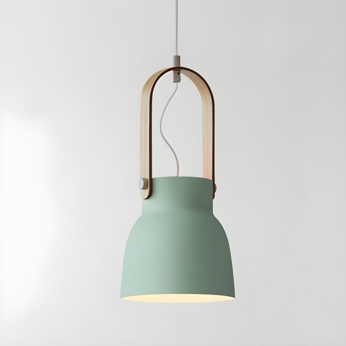 Industrial-Style Metal Pendant Light with Wooden Handle Green / Bell Norenza