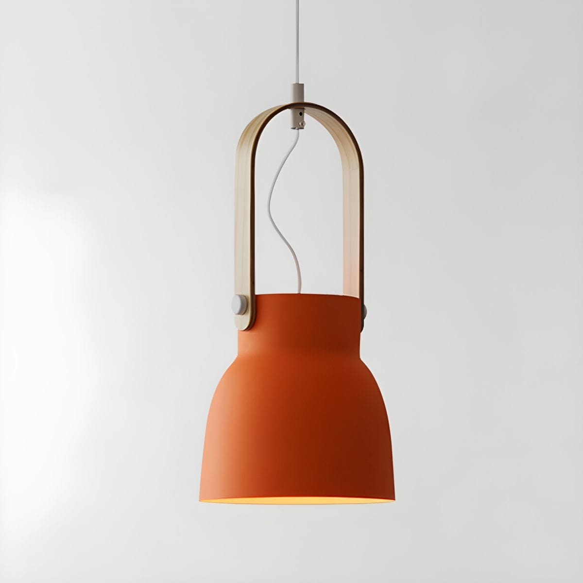 Industrial-Style Metal Pendant Light with Wooden Handle Orange / Bell Norenza