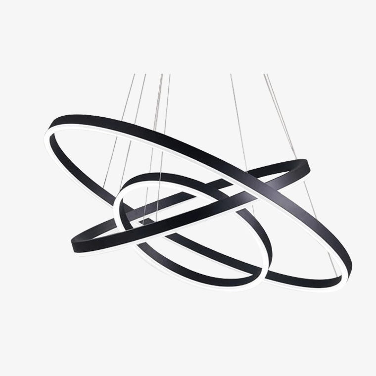 Intertwined Circle Design Chandelier Black / 3 rings - (15.7" – 23.6" – 31.5") Norenza