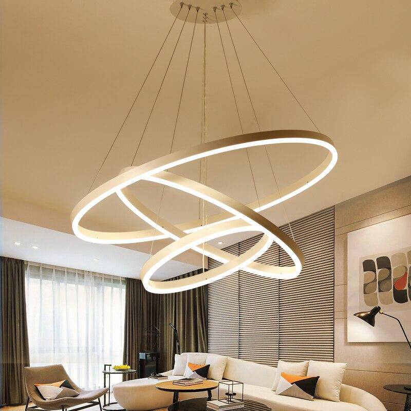 Intertwined Circle Design Chandelier Gold / 3 rings - (15.7" – 23.6" – 31.5") Norenza