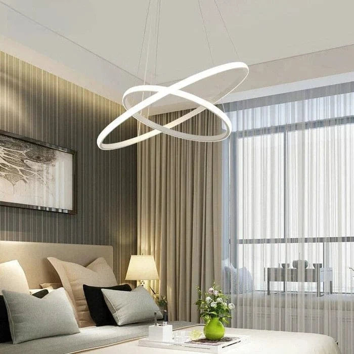 Intertwined Circle Design Chandelier White / 2 rings - (15.7" – 23.6") Norenza