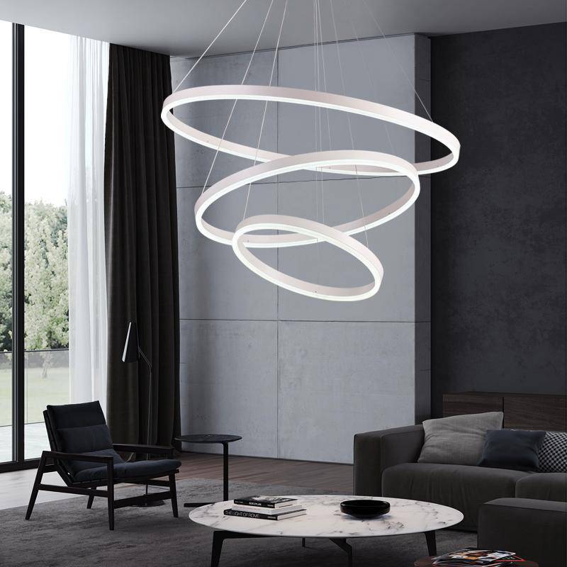 Intertwined Circle Design Chandelier White / 3 rings - (15.7" – 23.6" – 31.5") Norenza