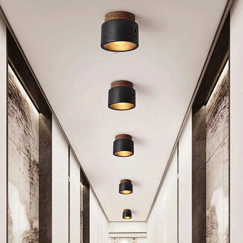 Italian Black Travertine Spot Ceiling Light Norenza
