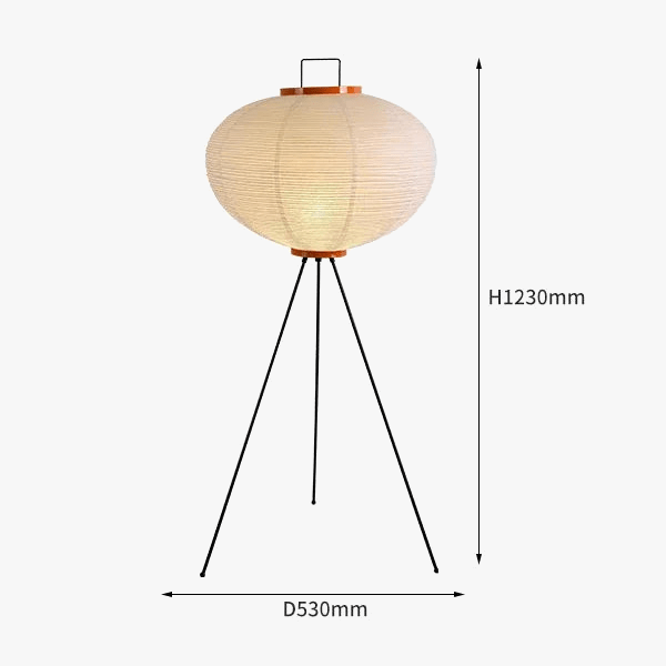 Japanese Rice Paper Floor Lamp with Tripod Stand Norenza