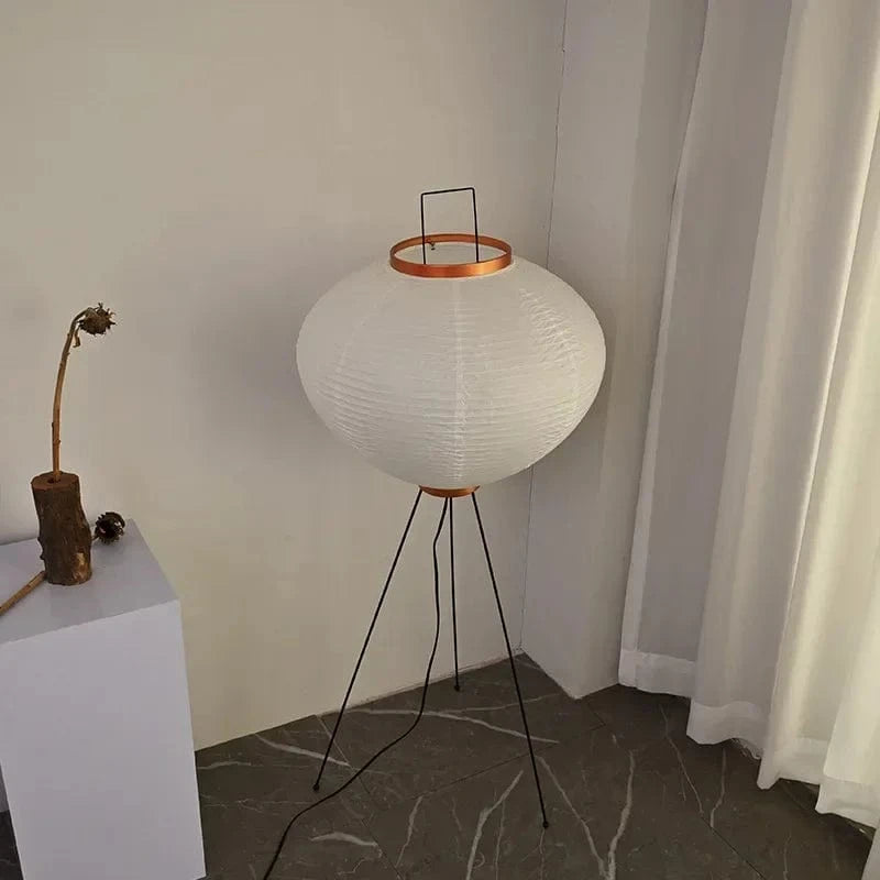 Japanese Rice Paper Floor Lamp with Tripod Stand Norenza