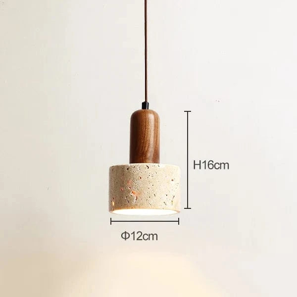 Japanese Style Yellow Travertine Stone Pendant Light Norenza