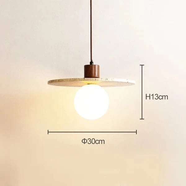 Japanese Style Yellow Travertine Stone Pendant Light Norenza