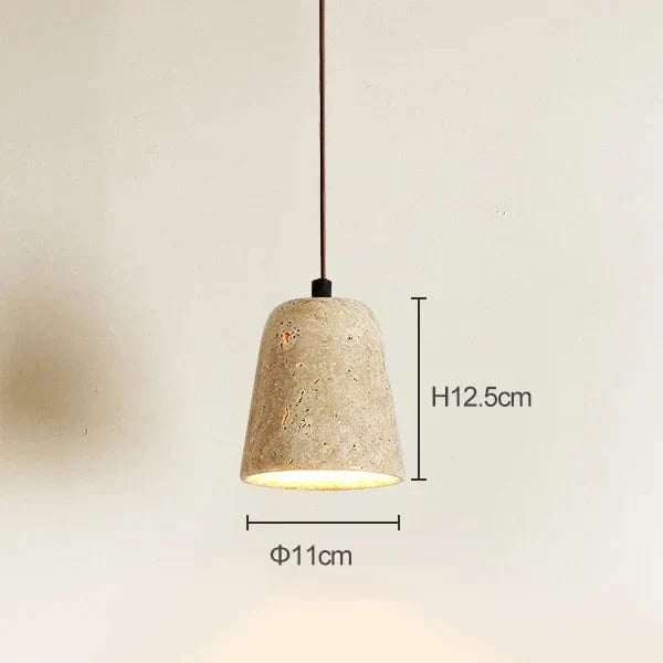 Japanese Style Yellow Travertine Stone Pendant Light Norenza