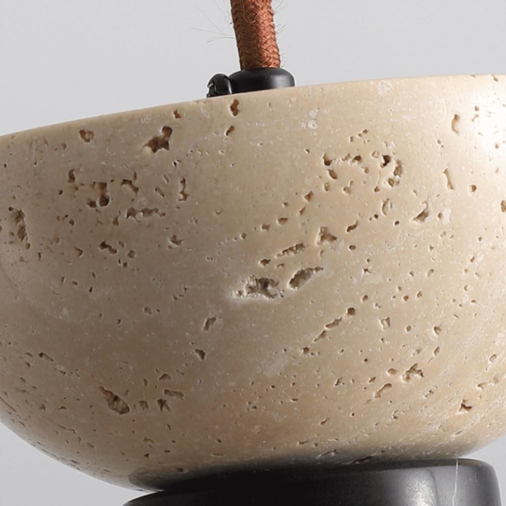 Japanese Wabi-Sabi Travertine Nightstand Lamp Norenza