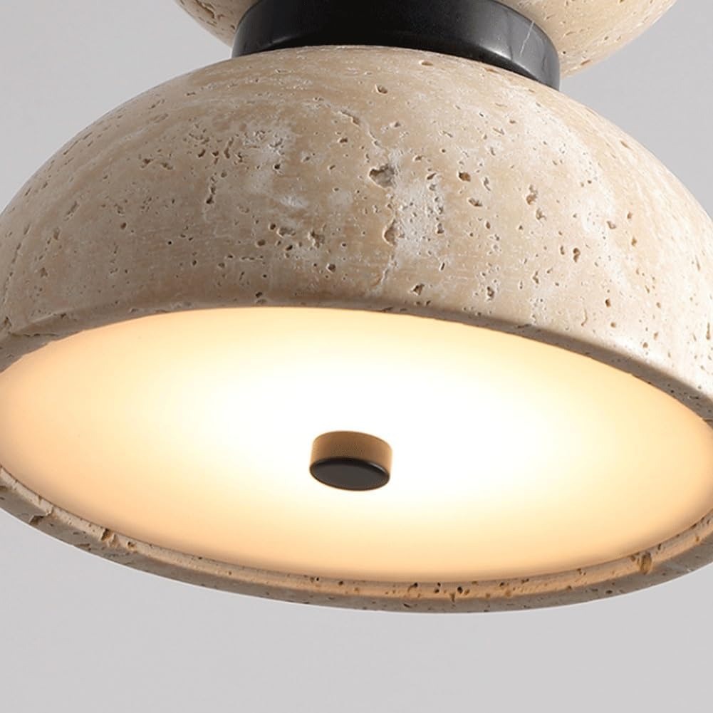 Japanese Wabi-Sabi Travertine Nightstand Lamp Norenza