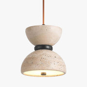 Japanese Wabi-Sabi Travertine Nightstand Lamp Norenza