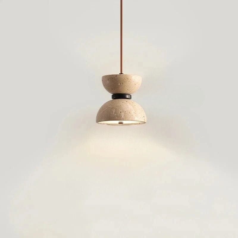 Japanese Wabi-Sabi Travertine Nightstand Lamp Norenza