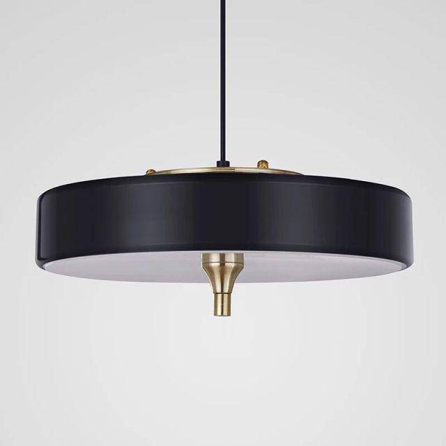 Juna Style Metal Circular Shade LED Pendant Light Black Norenza