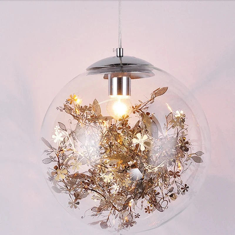 Kevin Reilly Gold Flower Glass LED Pendant Light Norenza