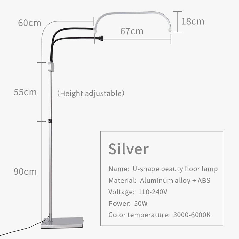 Adjustable LED Floor Lamp for Beauty and Aesthetic Salon