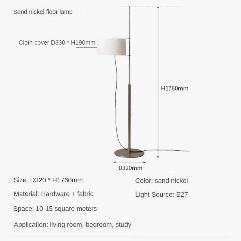 Modern Minimalist Floor Lamp with Retro Fabric Shade