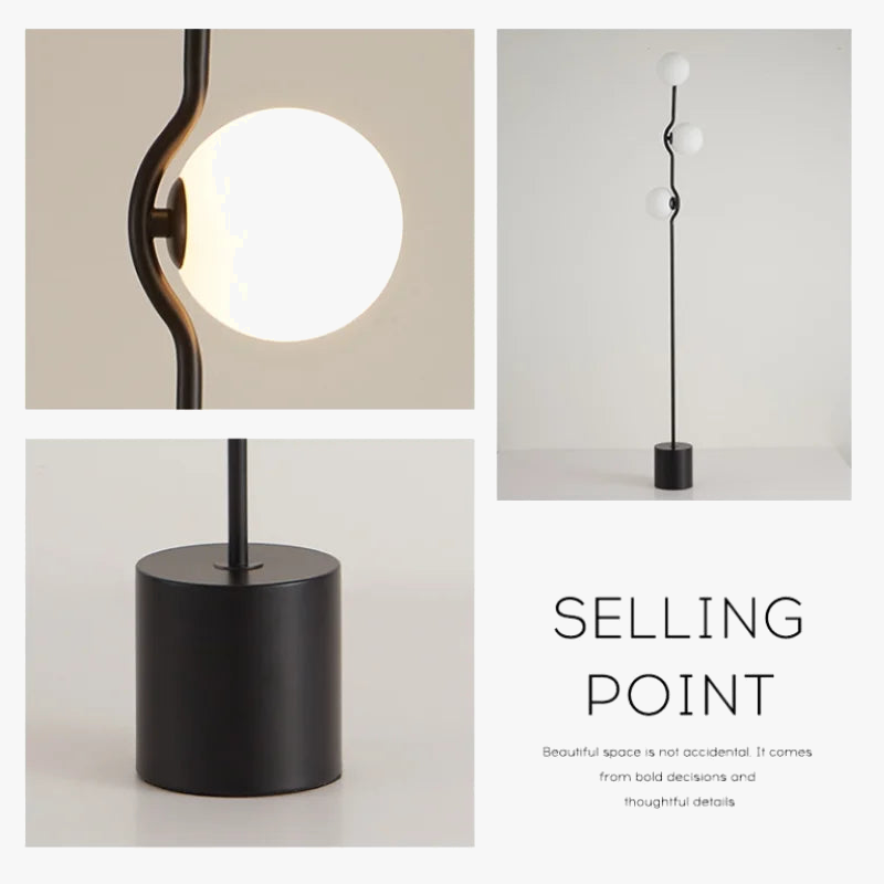 Modern Nordic Design Three-Head White Glass Floor Lamp