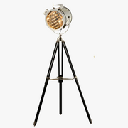 Creative Silver-Gold Industrial Wooden Tripod Floor Lamp