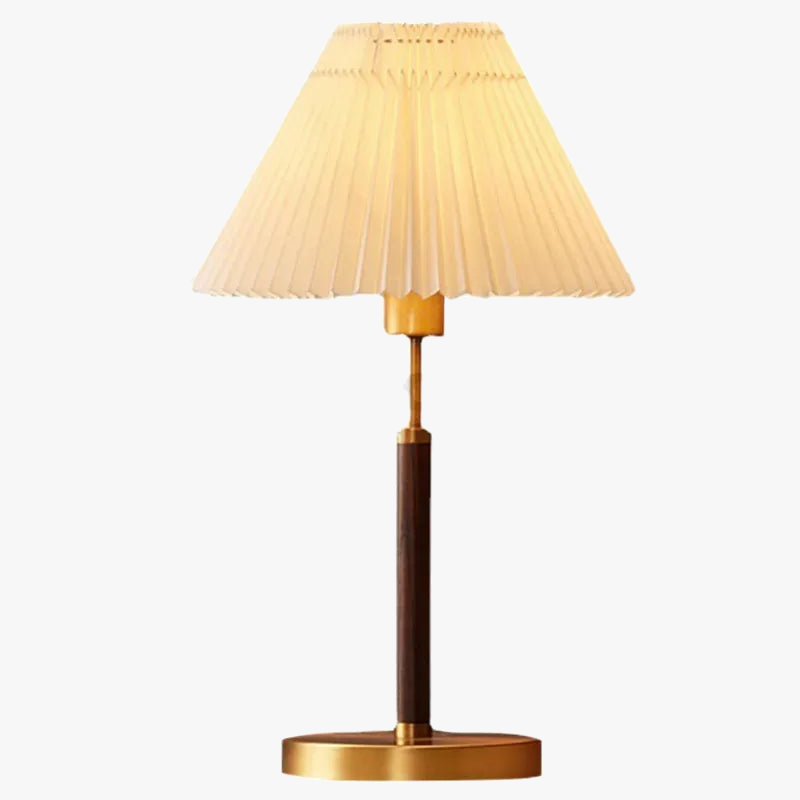 Elegant Vintage Wooden Floor Lamp with Pleated Fabric