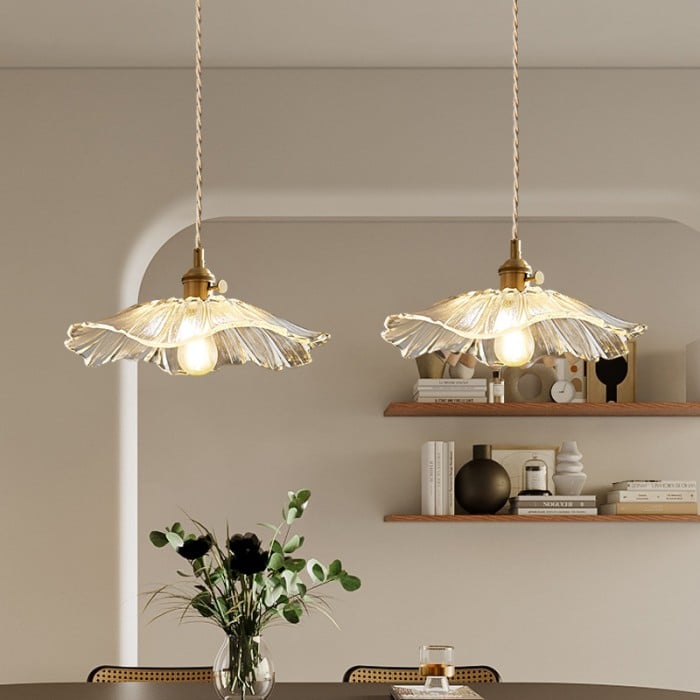 Minimalist Nordic Japanese Style Brass and Glass Pendant Light for Restaurant, Bedroom, Balcony, and Bar
