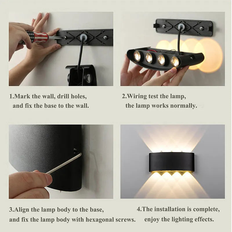 Waterproof LED Wall Sconce - Indoor/Outdoor Lighting, 4W-10W Aluminum Garden & Stair Lights