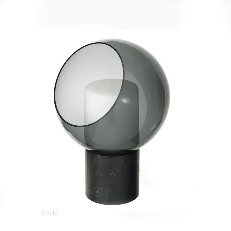 Modern Glass Shade Marble Desk Lamp