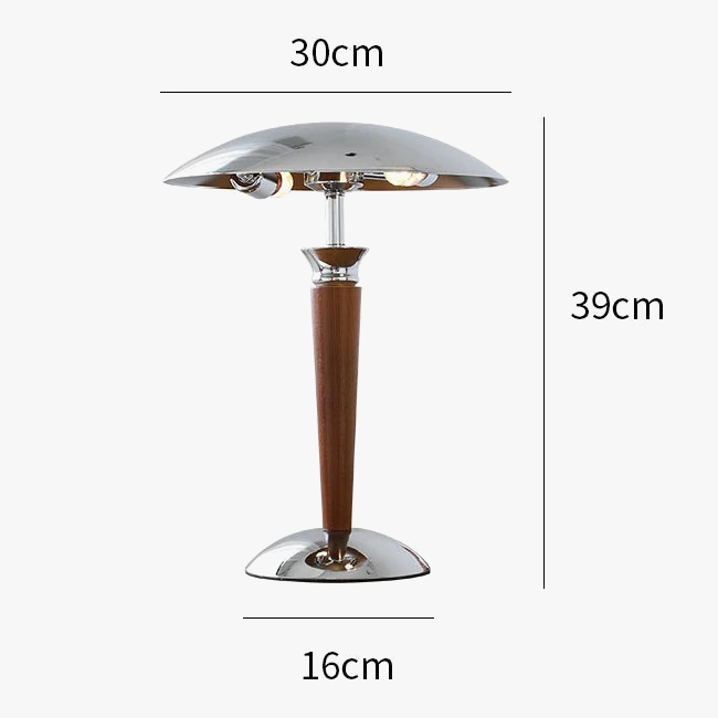 Nordic Wooden Desk Lamp with Chrome Shade