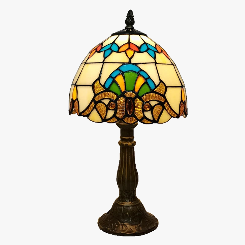 Antique Metal Tiffany Style Baroque Table Lamp