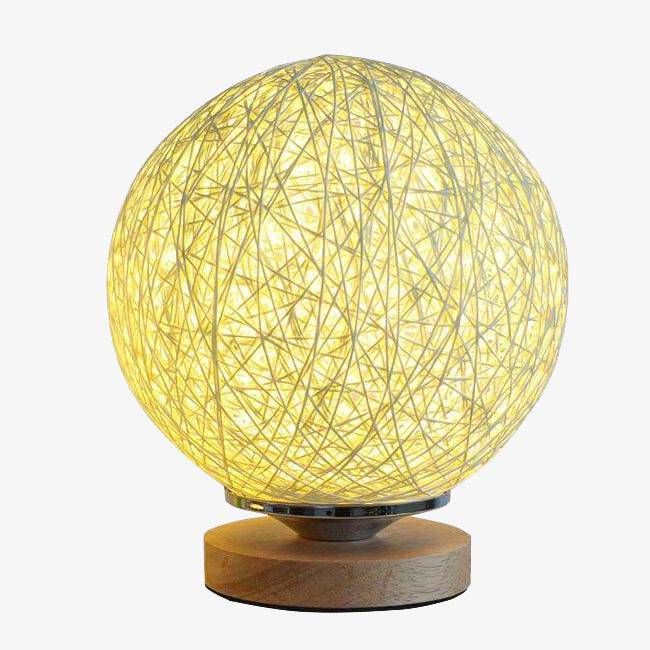 Wooden Ball Nightstand Lamp
