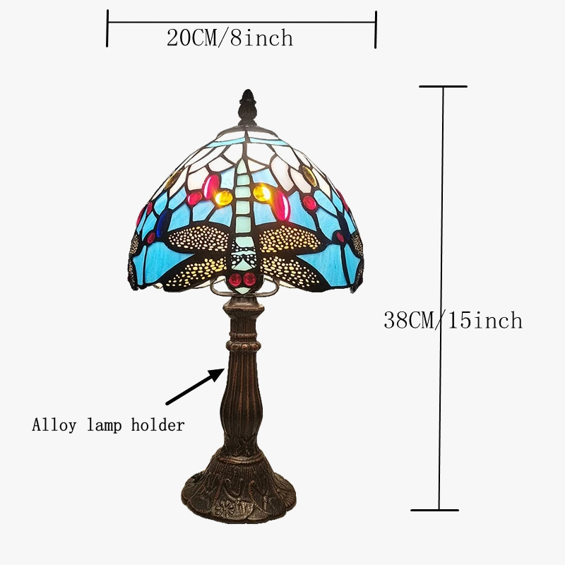Antique Enamel Alloy Dragonfly Nightstand Lamp - Mediterranean Decor