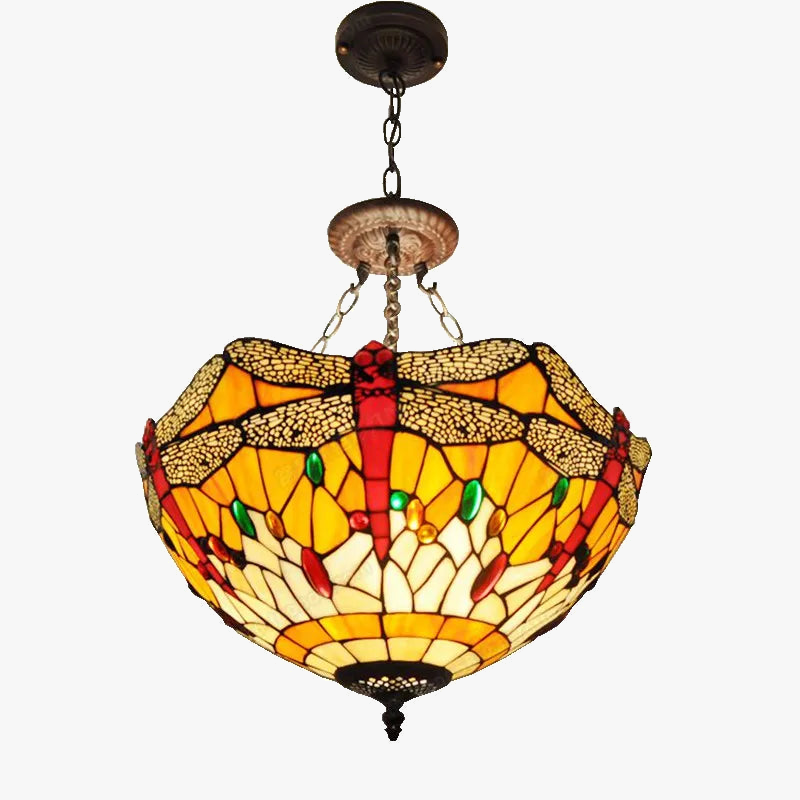 European Style Tiffany Glass Dragonfly Nightstand Lamp