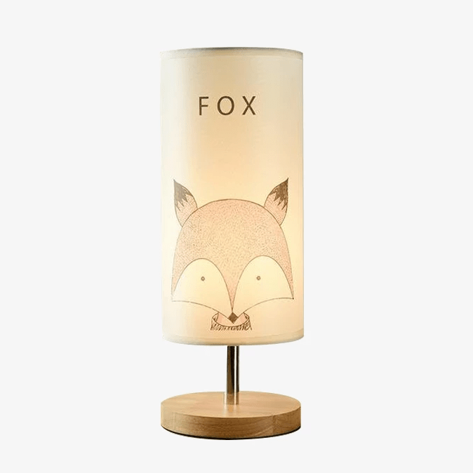 Wooden Nightstand (or Desk) Lamp with Animal Design for Kids