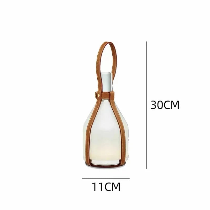 Portable Leather Nightstand Lamp with Touch Charger