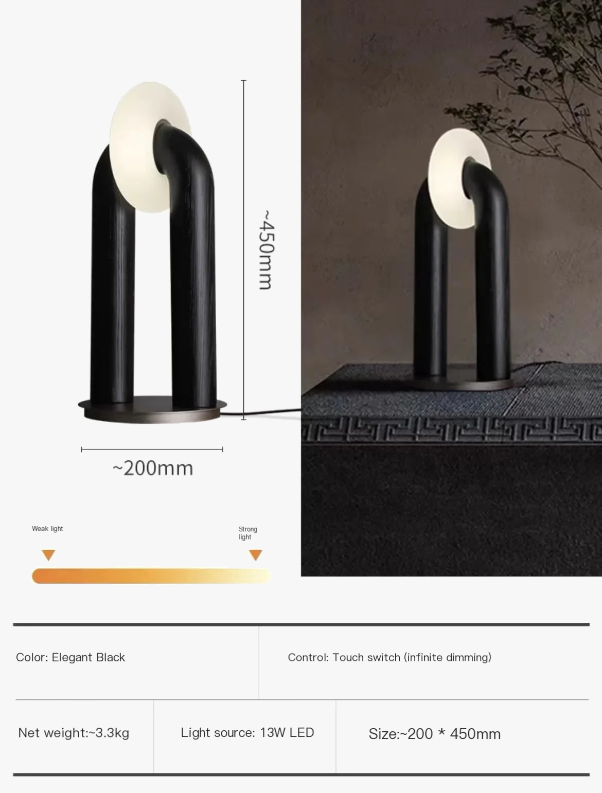 Japanese Retro Wooden Touch Lamp - Artistic & Adjustable Design
